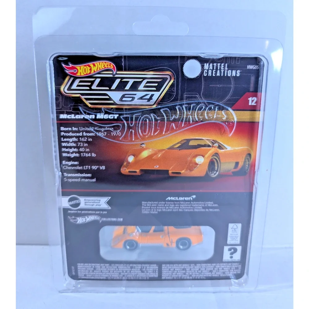 HOT WHEELS McLaren M6GT Orange Elite 64 HWG05 2025 Real Riders Metal NEW!